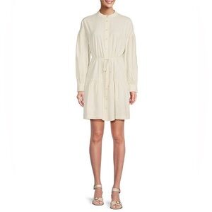 Alex Marie Benson Linen Blend Tiered Shirt Dress Button Front Belted NWT